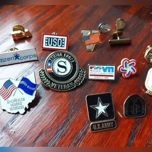 Vintage Military Veteran Enamel Pins